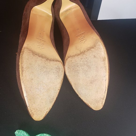 Classic David Evins Brown Suede pump with Bronze trim Size 7.5 B - Picture 5 of 6